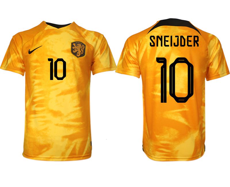 Men 2022 World Cup National Team Netherlands home aaa version yellow 10 Soccer Jersey